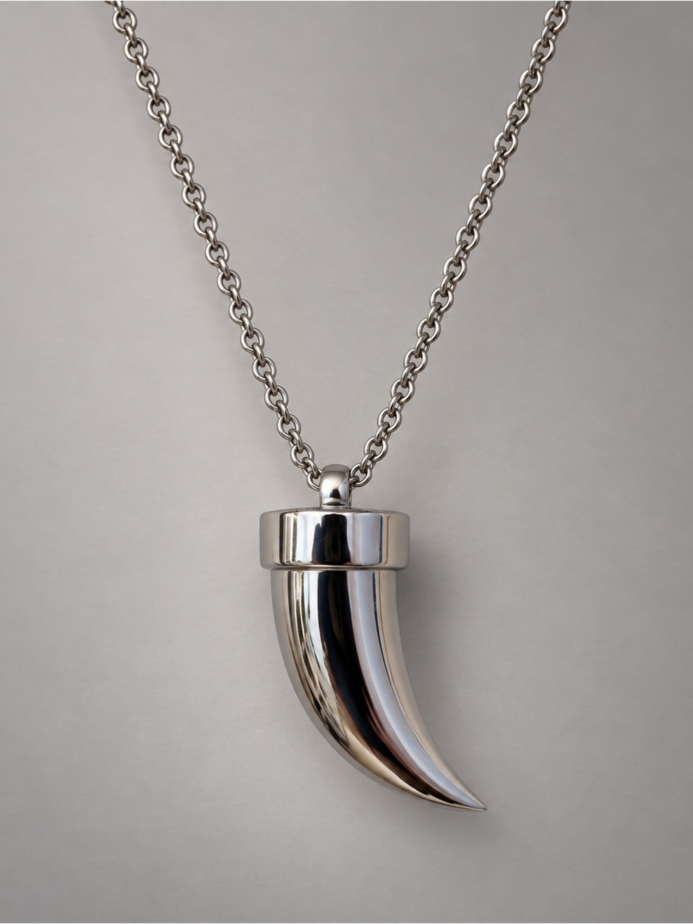 Banana Republic Silver Tone Horn Pendant Long Necklace